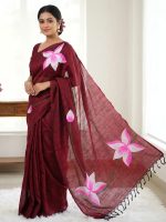Bengal Kadhi Cotton Sarees With Lotus Printed - Image 5