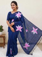 Bengal Kadhi Cotton Sarees With Lotus Printed - Image 2