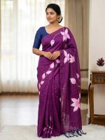 Bengal Kadhi Cotton Sarees With Lotus Printed - Image 4