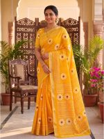 Sunflower Linen Saree - Image 2