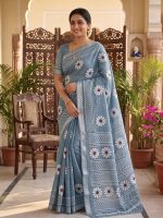 Sunflower Linen Saree - Image 3