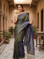 Tissues Plain Saree - Image 10