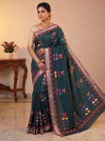 Women's Cotton Khesh Applique Work sarees with blouse Pure Cottton Saree - Image 10