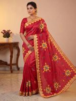 Women's Cotton Khesh Applique Work sarees with blouse Pure Cottton Saree - Image 5