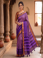 Elegant Geometric Linen Saree - Image 4