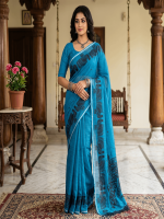 Sclap Mirror Linen Saree - Image 2
