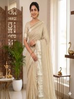 Premium Viscose Georgette Checked Saree - Image 7