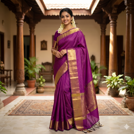 Banarasi silk checked saree
